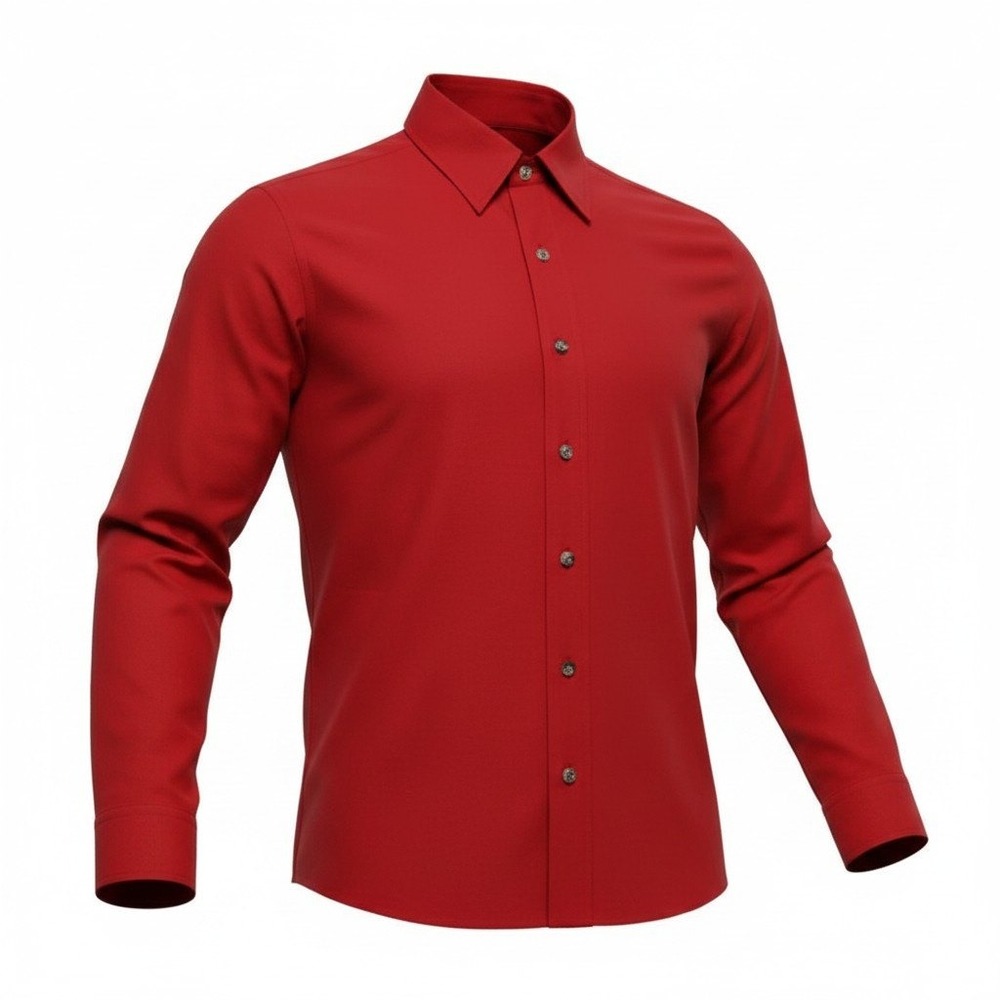 Pierre Cardin Men's Red Button Front Dress Shirt Long Sleeve Size Medium M